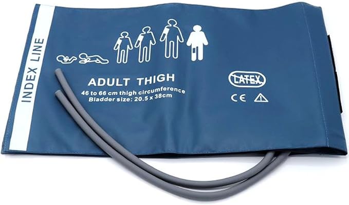 Universal NIBP Cuff for Adult Thigh, 46-66 cm Double Tube Reusable PU Replacement Blood Pressure Cuff, No Connector