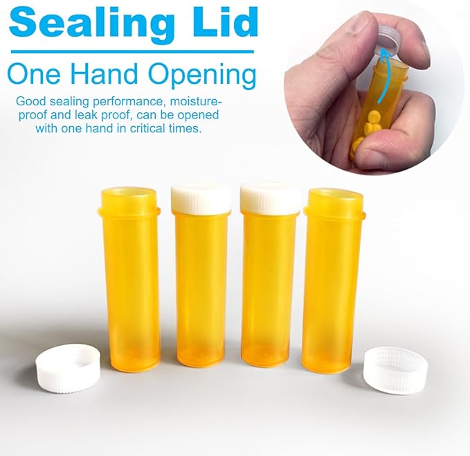 SenseYo 35 Pack 2.5 Dram Small Empty Medicine Pill Bottles Cases Containers Organizers with Caps for Prescription Medication
