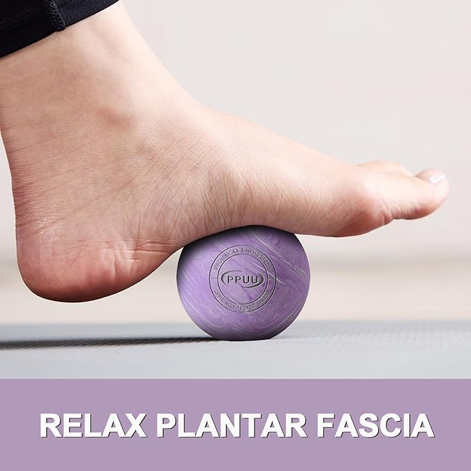 Massage Lacrosse Ball for Myofascial & Trigger Point Release, Muscle Knots, Yoga Therapy – Improves Joint Mobility & Relieves Pain – Shoulder, Back, Plantar Fascia, HIPS – 2.5-Inch Purple-03 Rubber