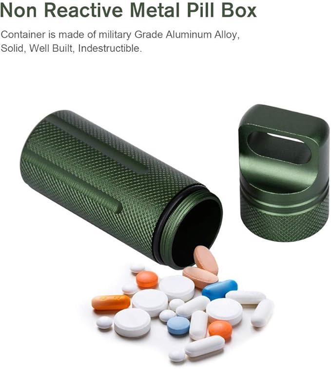 Ulalaza Aluminum Waterproof Pill Case with Keychain, 1 Compartment
