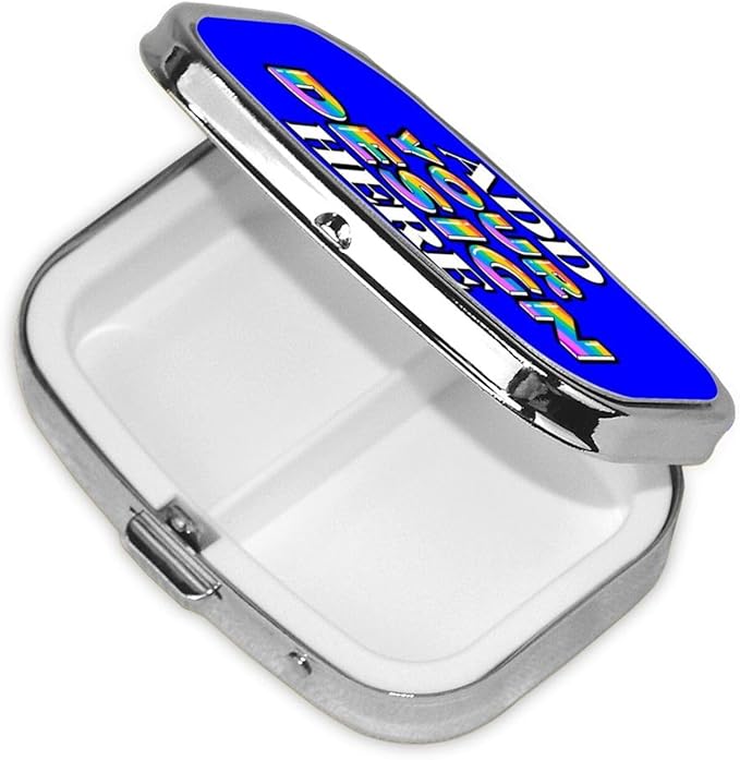 Custom Travel Pill Box, Medicine Pill Organizer Case Container Travel Pill Holder Vitamin for Boxes Med Wallet Portable Mini Pastillero Square, Blue, Personalized Gifts