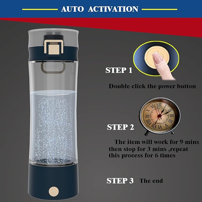 Hydrogen Water Bottle Pitcher Hydrogen Alkaline Water Generator Ionizer Hydrogen Rich Water Maker Machine Rechargeable and Portable with SPE and PEM Technology(Black Brown)