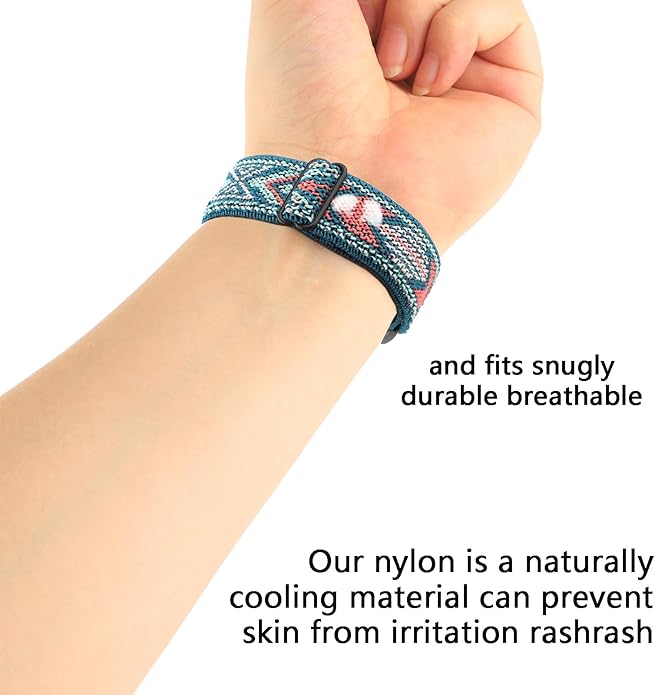 Adjustable Elastic Nylon Bands Compatible with Fitbit Alta and Alta HR Fitness Tracker, 2 Pack Braided Stretchy Wristband Accessory Bracelet Watch Strap Sport Replacement Band for Women Men