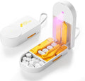Pro U | V C-Pill Cutter & Organizer - Luminescent LED Status Light | 3-25mm Adjustable Blades | Splinter-Free Cutting | Detachable Washable Compartment (Orange)