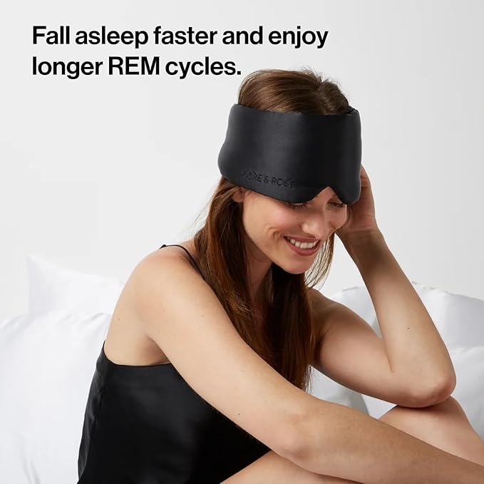 Dore & Rose Deep Sleep Mask Light Blocking, 23 Momme Mulberry Silk Eye Mask, Ultra Soft, Adjustable - Travel Sleeping Mask for Men & Women (Black)