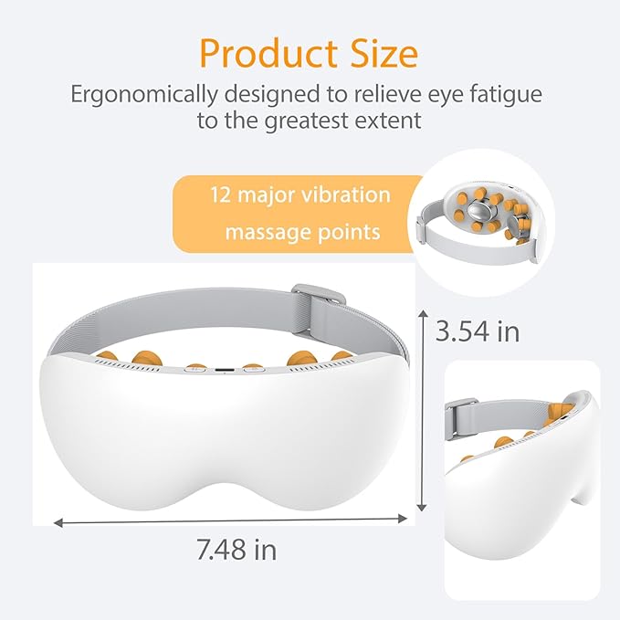 Eye Massager with Heat and Cooling for Migraines, Eye Mask with Bluetooth, Smart Sleep Mask for Dry Eyes Relax, Reduce Strain Massage Equipment for Mom Dad Women Men.