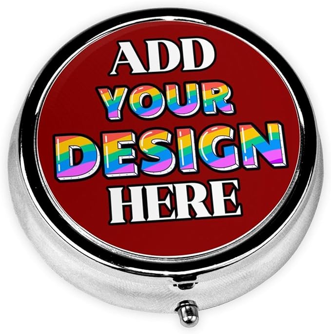 Custom Pill Container, Medicine Pill Box Case Organizer Travel Pill Holder Vitamin for Purse Med Wallet Portable Mini Pastillero Round, DarkRed, Customized Gifts