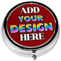 Custom Pill Container, Medicine Pill Box Case Organizer Travel Pill Holder Vitamin for Purse Med Wallet Portable Mini Pastillero Round, DarkRed, Customized Gifts