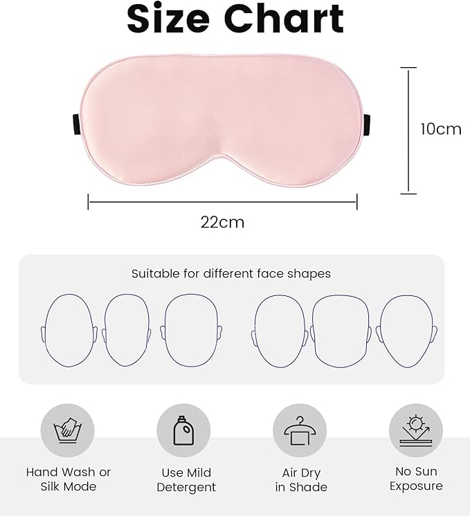 Formé & Found Silk Sleep Mask for Men & Women, 100% 6A Mulberry Silk, 16 Momme Ultra-Soft Eye Mask for Sleeping, Blackout Sleeping Eye Mask for Dry Eyes, Super Light Sleep Mask（Pink