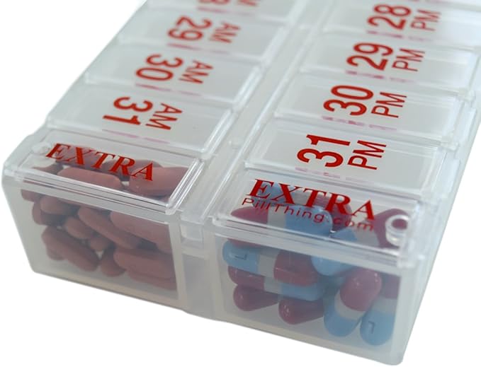 Twice-a-Day Monthly Pill Box Planner Set - AM & PM Medication Organizer for 31 Days! Set Contains 2 Organizers for One Month. (Clear - 31 Day AM/PM -1 Pack)