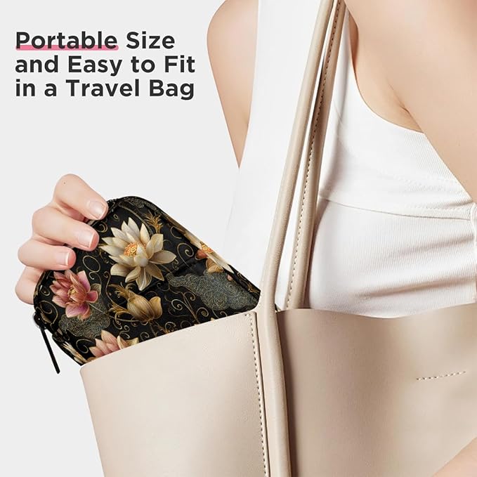 Lotus Ethnic Style Pill Case Everyday Travel, 7 Day Weekly Medicine Pill Box Compact Portable Pills Bottle Organizer with Zipper for Daily Vitamin Medicine Holder Bottle Organizers Bag