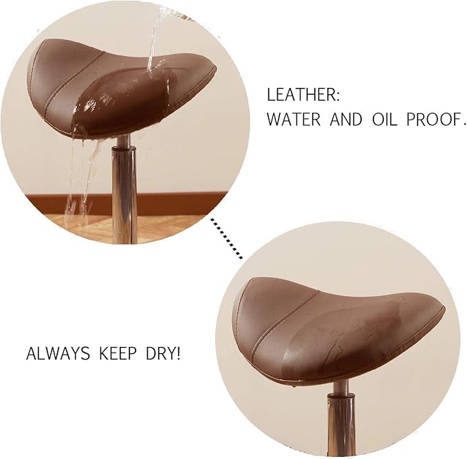 Kaleurrier Saddle Stool Rolling Swivel Height Adjustable with Wheels,Heavy Duty Saddle Chair,Ergonomic Stool Chair for Hair Salon Lab Clinic Dental Massage Home Office Kitchen (Coffee, Without Back)