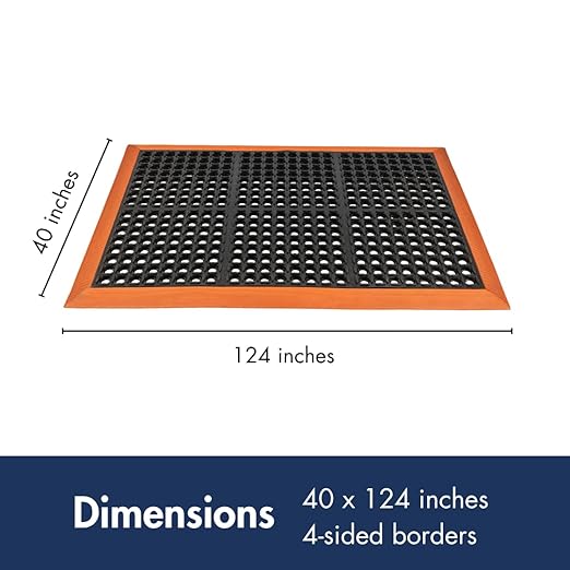 NoTrax Safety Stance Rubber Non Slip Drainage Mat - Yellow/Black 40" x 124" Heavy-Duty Anti Fatigue Mats with 4 Sided Beveled Edges and Ergonomic Support - 549S4124YB