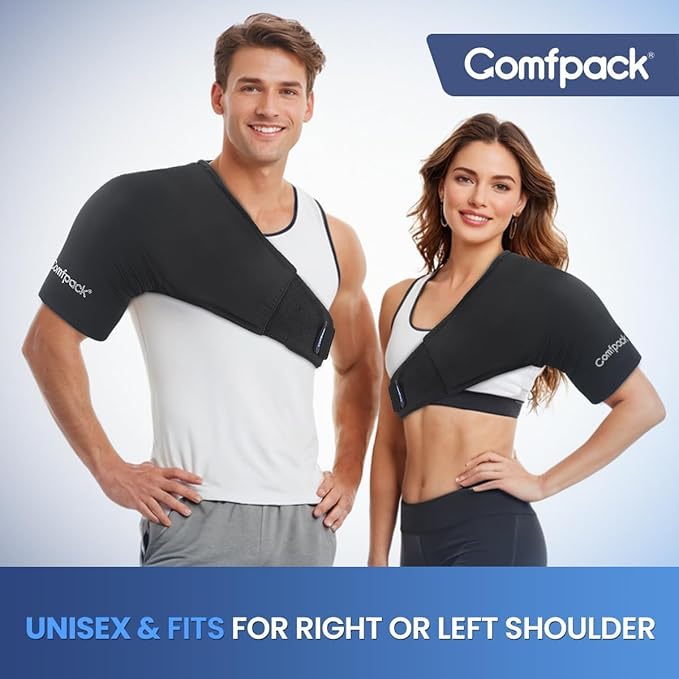 Shoulder Ice Pack Wrap for Rotator Cuff and Arm, Soft & Flexible Gel Cold Warp with Compression for Injuries, Tendonitis, Surgery, Easy to Wear for Men & Women
