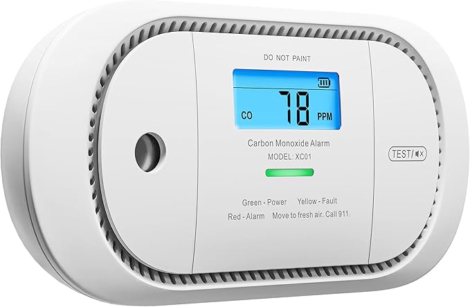 X-Sense Carbon Monoxide Detector Alarm with Digital LCD Display, Replaceable Battery CO Alarm Detector with Peak Value Memory, XC01-R