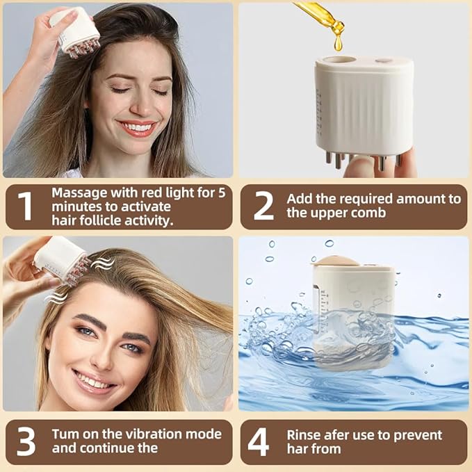 Scalp Massager and Hair Applicator, Scalp Applicator Brush for Hairs Growth & Care, Electric Massage Comb, Suitable for Home, Travel