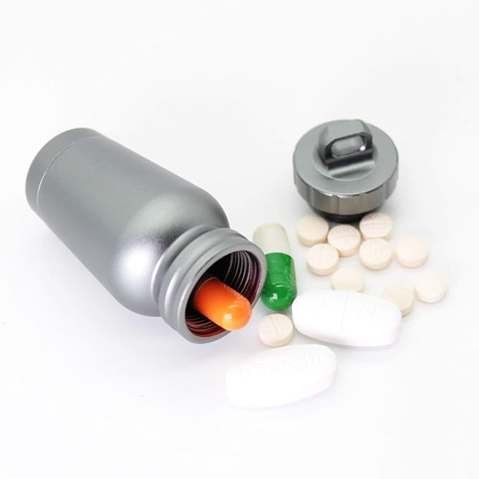 Waterproof Aluminum Pill Holder with Keychain Outdoor Medicine Bottle Seal First Aid Drug Holder