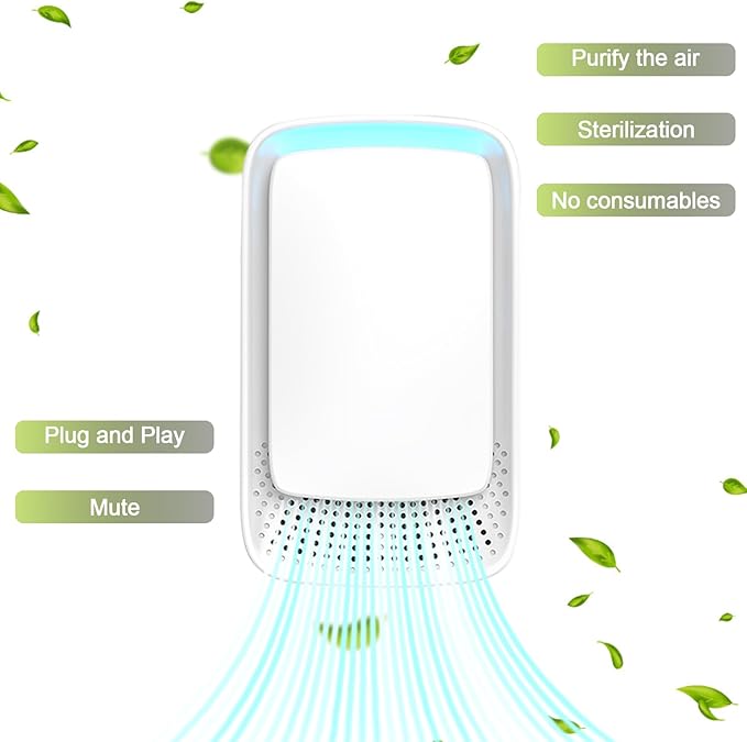 Plug-In Ion Air Purifier (4-Pack), Negative Ion Generator, Home Air Ionizer, Silent Filterless Portable Air Purifier, Odor, Pet Odor - White