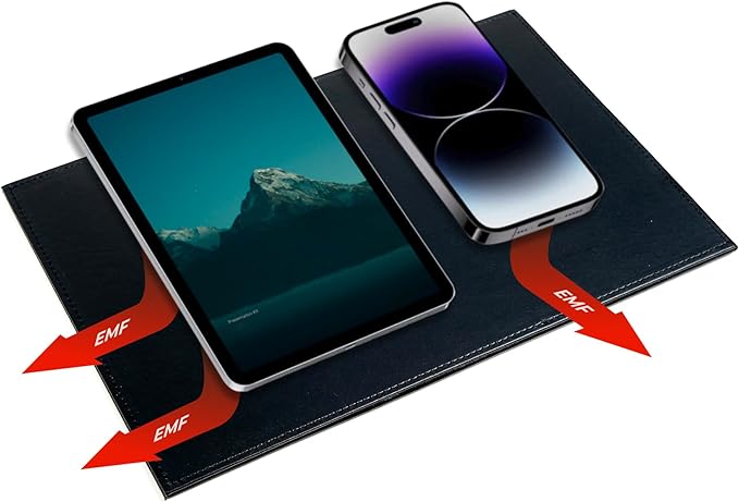 EMF Laptop Tray - Shielding ELF and RF from Computer, Tablets, Cell Phones, Black (8" x 12")