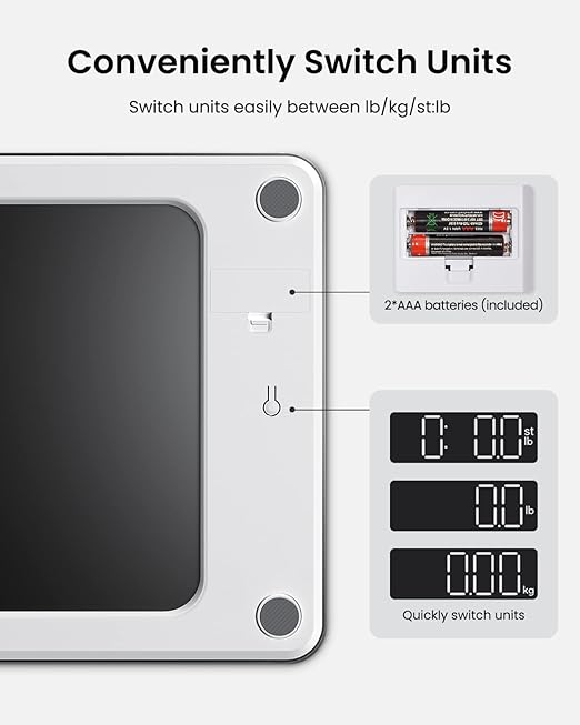 RENPHO Scale for Body Weight, Mechanical Bathroom Weighing Scale, Highly Accurate & Measures Weight up to 400 lb/180kg, Batteries Included, 11"/280mm, Black