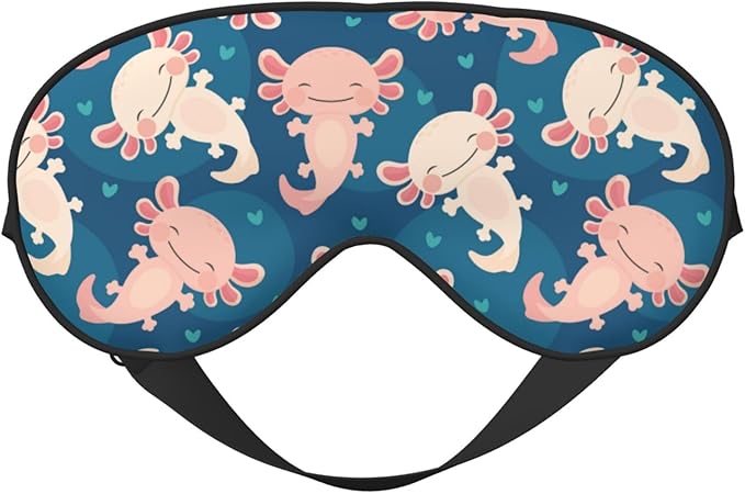 Axolotl Kawaii Sleep Mask Eye Mask with Adjustable Strap Eye Sleep Shade Cover Blocks Light for Women Men Airplane Travel Nap