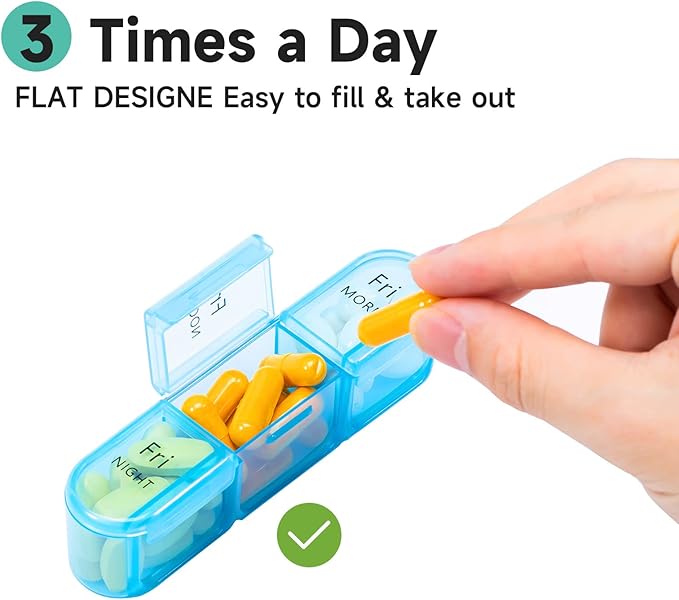 Pill Organizer 3 Times a Day, Weekly Pill Organizer 3x a Day, Pill Box 7 Day, Daily Pill Box Organizer, Travel Container Pill Cases Organizers 7 Day, Medicine Organizer to Hold Vitamins and Medication