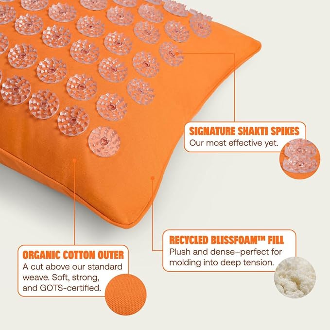 ShaktiMat Premium Acupressure Pillow, Level 1 in Amber, Massage Muscles, Aid Sleep & Unlock Inner Tension | Similar to Acupuncture, No Needles Required
