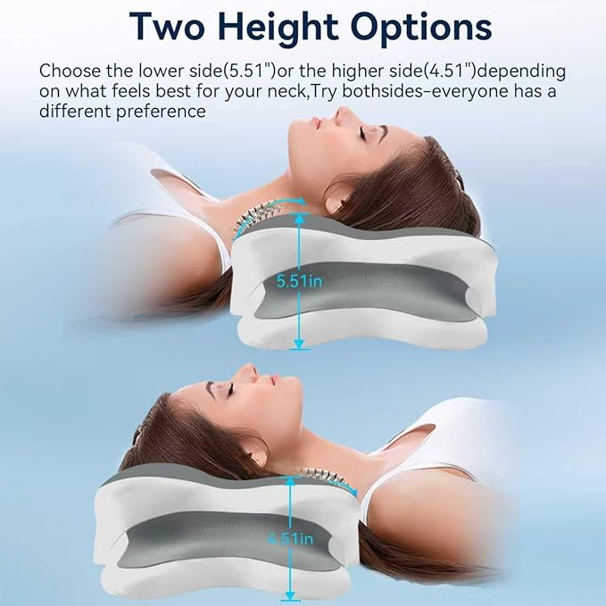 Sleep Apnea Pillow with Neck Pain & Snoring Relief -Orthopedic Cervical Pillow, Ergonomic Contour Memory Foam for Side, Back,Stomach Sleepers, Medium Firm Support(Grey, Queen Size)