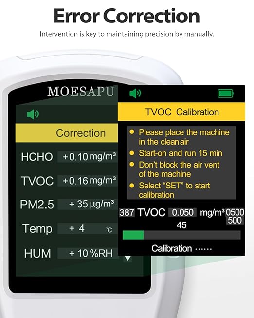 8-in-1 Air Quality Monitor, HCHO TVOC PM2.5 CO CO2 Detector, Formaldehyde Alarm, Particulate Matter Tester, Carbon Monoxide and Dioxide Meter, AQI with Temperature Humidity Reader in Home