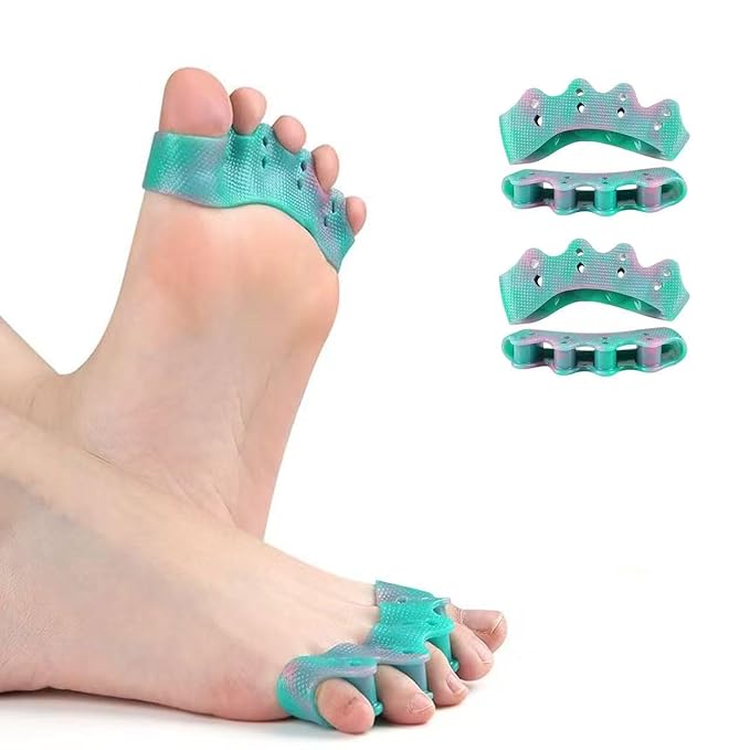 Weiuah 4-Pack Toe Separators & Toe Spacers -Bunion Corrector, Overlapping Toes corrector, Hammer Toe, Relieves Foot Pain, Restores Natural Toe Alignment Unisex,Regular Size (Green & Pink)