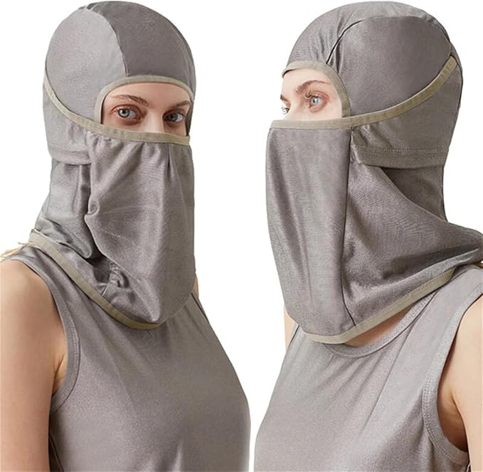Amradield Pure Silver Fiber Protection Face Mask Faraday Silver Protection Multifunctional Wrap, Hat, Head Scarf, Face Covering Integrated Type Blocking 4G 5G, WiFi, Cellular, Bluetooth for All Man