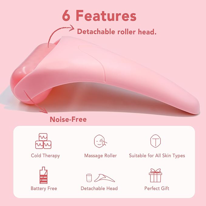 huefull Ice Roller for Face, Skin Care Set ，Spa Gifts for Women,Skin Care Wrinkle Remover for Face Massager Roller & Self Care Gifts for Woman (Pink)