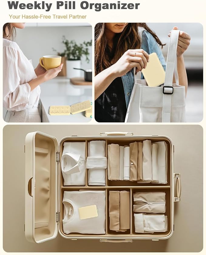 Pill Organizer Medicine Organizer Travel Essentials - Travel Pill Case with Labels, Large Daily Medicine Dispenser
