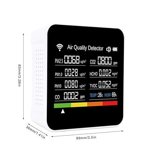 Air Quality Detector, 14 in 1 Smart Indoor Portable Air Quality Monitor, Meter with PM2.5 VOC Temperature Humidity Sensor and WiFi for Home Office Travel