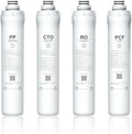 Bluevua RO100ROPOT 4-Pack Replacement Filter Set, Pack of 4 Filters: 1 PP, 1 CTO, 1 RO, 1 PCF