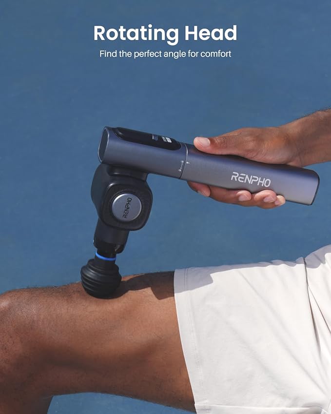 RENPHO Massage Gun with Adjustable Angles and Extension Handle, Handheld Back Massager, Percussion Muscle Massager Deep Tissue with Portable Carry Case for Men Women, Extend 2
