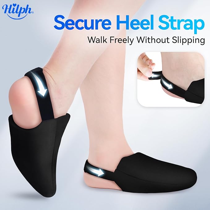 Hilph 1 Pair Foot & Toe Ice Pack Wrap for Broken Toes & Surgery Recovery, Wearable Forefoot Gel Ice Pack Cold Therapy Sock with Strap for Hammer Toe Injuries Reusable, Gout, Black