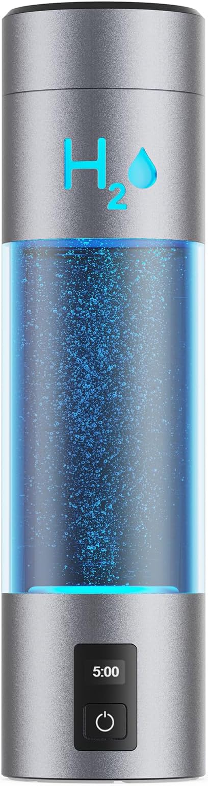 9.5oz High-grade Portable Hydrogen Water Bottle with Food-grade PC Cup Body & HydrogenLock Tech, Up to 6000ppb in 10mins/4000ppb in 5mins, Hydrogen Water Bottle Generator with SPE & PEM Tech