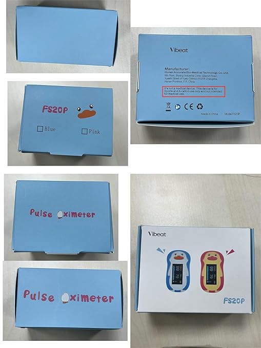 Vibeat Pulse Oximeter Fingertip, Small Size Blood Oxygen Meter with Smart Reminder for Home Use, O2 monitor with Batteries & Lanyard, Blue