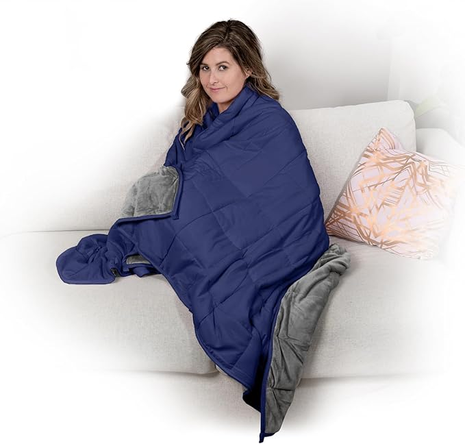 Ella Jayne - Luxury Collection Reversible Blanket, Weighted Blankets for Adults, Heavy Blanket - Queen Size, Weighted Blanket King Size, Weighted Blanket Twin, Navy