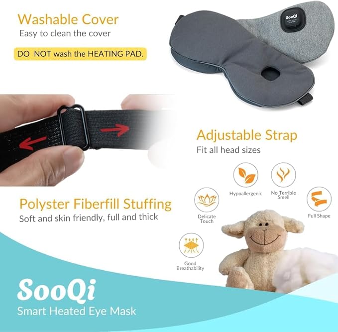 2026 Rechargeable Heated Eye Mask - Cordless, Weighted Compress for Dry Eyes, Eye Fatigue, Sleep & Travel