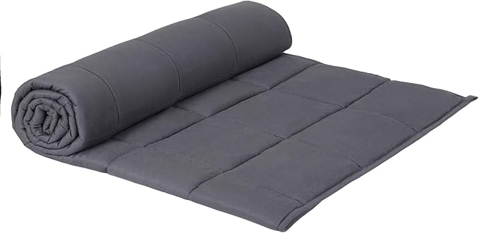 Nova Microdermabrasion Weighted Blanket (15 lbs, 48”x72” Grey) Cooling Breathable Heavy Blanket for Adults All Season Microfiber Material with Glass Beads Soft Thick Comfort Blanket
