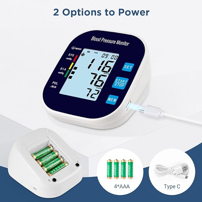 Blood Pressure Monitors, Automatic Upper Arm Blood Pressure Machines for Home Use with Large Cuff Adjustable BP Machine for Adult Elderly BSX583 (Navy Blue)