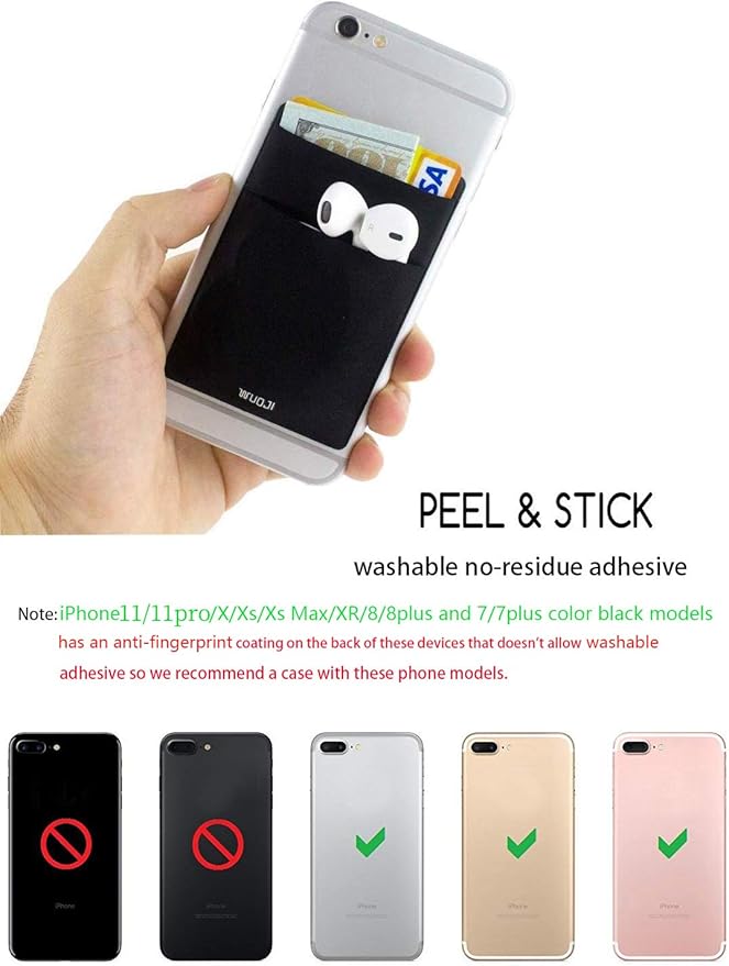 RFID Blocking Phone Card Wallet - Double Secure Pocket - Ultra-Slim Self Adhesive Credit Card Holder Card Sleeves Phone Wallet Sticker All Smartphones (Light Purple)-2PC