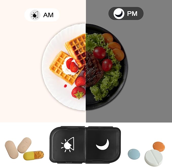 Pill Organizer 2 Times a Day - CHIPNEW Food Grade Medicine Organizer -7 Day Large Detachable Travel Pill Box-Pill Container, Holder for Supplements, Vitamins, and Medications(Black)