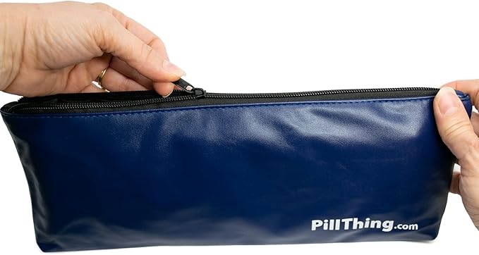 Pill Pod Organizer with Zippered Travel Case 31 Day Monthly Pill Organizer Pods - Keep a Months Supply of medications, Vitamins & Supplements Ready to go in The Travel Case (Blue Organizer with Case)