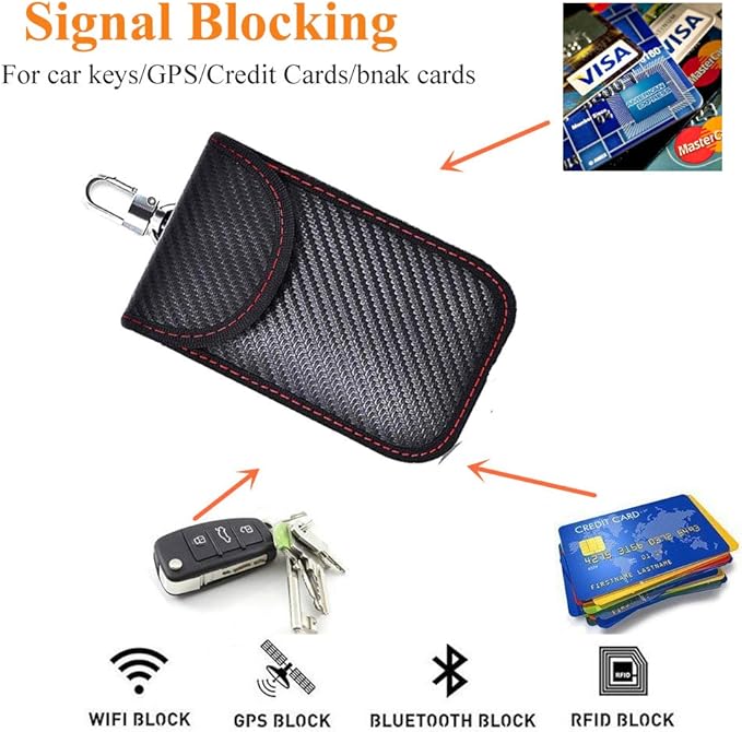 Upgraded Faraday Bag for Key Fob (2 Pack),Premium Faraday Key Fob Protector– Car RFID Signal Blocking, Car Security Protection Pouch, Anti-Theft Pouch, Anti-Hacking Case Blocker-Black.