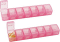 2 Packs Weekly Pill Organizer,Pocket Daily Pill Case Pill Box for Pills/Vitamin/Fish Oil/Supplements (Pink)