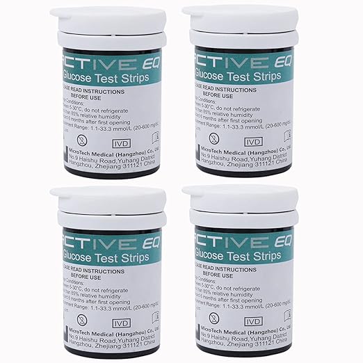 Exactive EQ Test Strips x100 pieces and Lancets x 100 for Blood Glucose Meter Blood Sugar Monitor