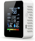 Air Quality Monitor Indoor CO2 Detector 5 in 1 Carbon Dioxide Meter with HCHO TVOC Temperature Humidity Tester for Travel Home Grow Room